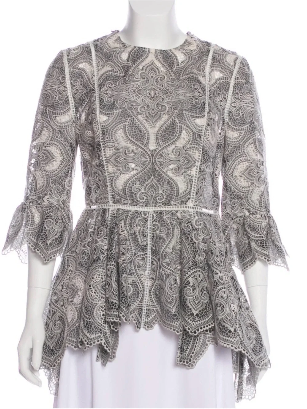 Zimmermann Gray Lace Peplum Blouse